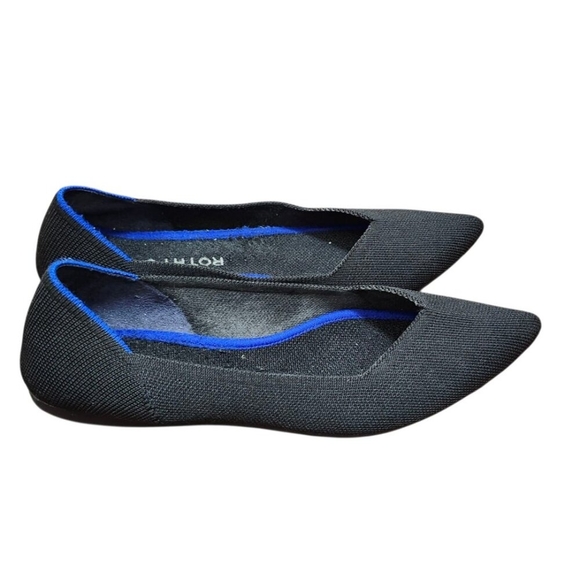 Rothy’s “THE POINT” Black Knitted Pointed Toe Slip On Flats Women’s Size 9 W - Picture 5 of 14